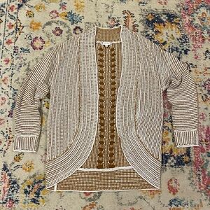 Pink Rose Cream And Brown Knit Sweater